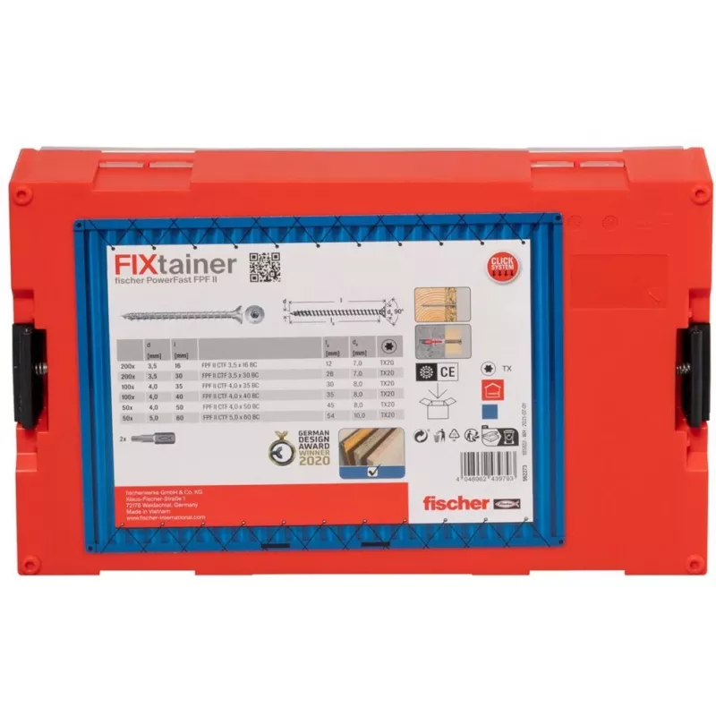 Skrūvju komplekts FISCHER FixTainer PowerFast II, 702 gab., pilna vītne, cinkots