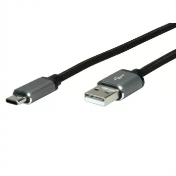 USB kabelis ROLINE 11029029 USB 2.0 3m USB A USB C melns sudrabains