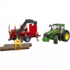 BRUDER John Deere 7R 350 ar mežsaimniecības piekabi un 4 stumbriem