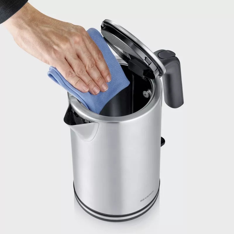Elektriskā tējkanna SEVERIN WK 3449 — 1,7 L, 2400 W, nerūsējošais tērauds/plastmasa, melna-sudraba