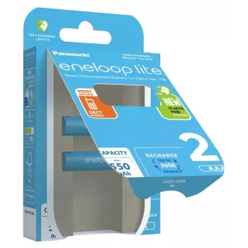 Uzlādējamās baterijas PANASONIC ENELOOP LITE AAA 550 mAh 2 gab. (BK-4LCCE/2CP)
