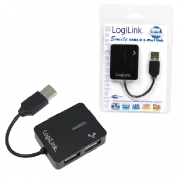 USB centrmezgls LOGILINK UA0139 — 4 portu USB 2.0, 480 Mbit/s, melns