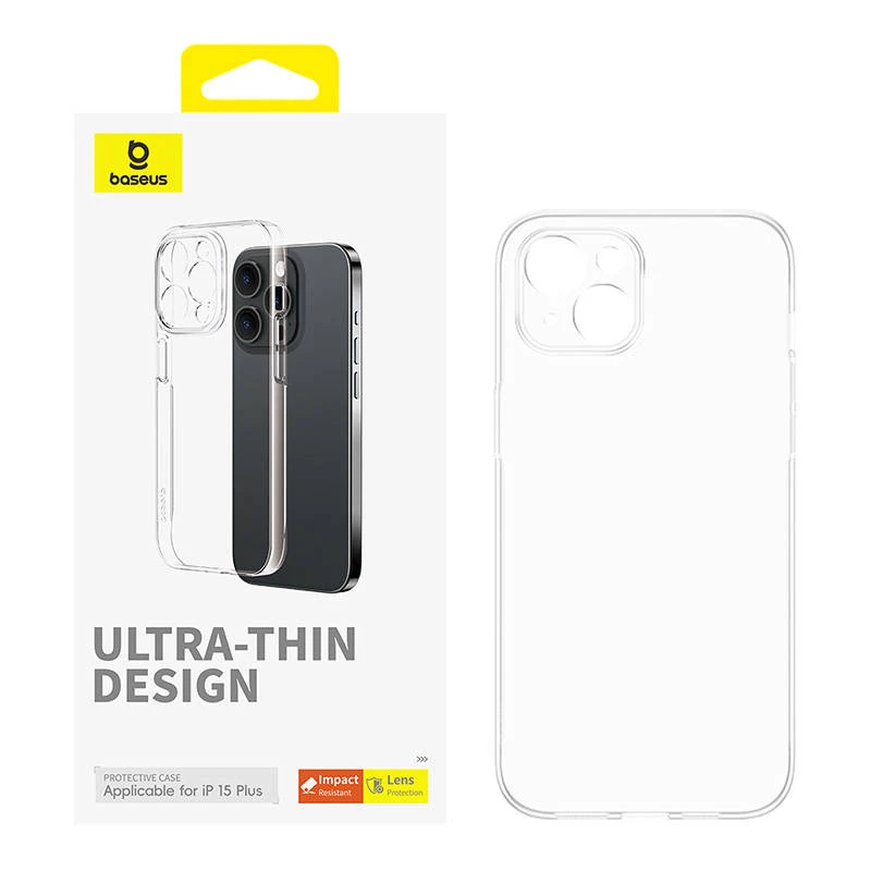 Baseus OS‑Lucent sērijas telefona maciņš iPhone 15 Plus, caurspīdīgs, plāns caurspīdīgs aizsargvāciņš