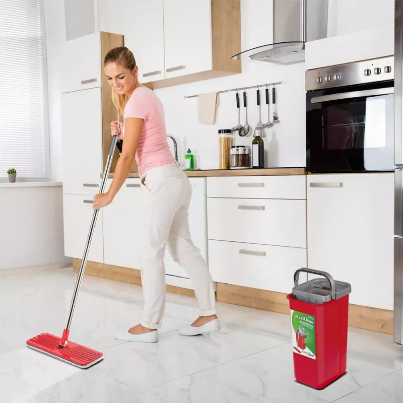 GB870 MaxiClean plakanā mopa komplekts ar 2-in-1 tīrīšanas spaini 5.7L mopa komplekts grīdas mopa tīrīšanas sistēma tīrītājs 360° rotējoša mopa galva