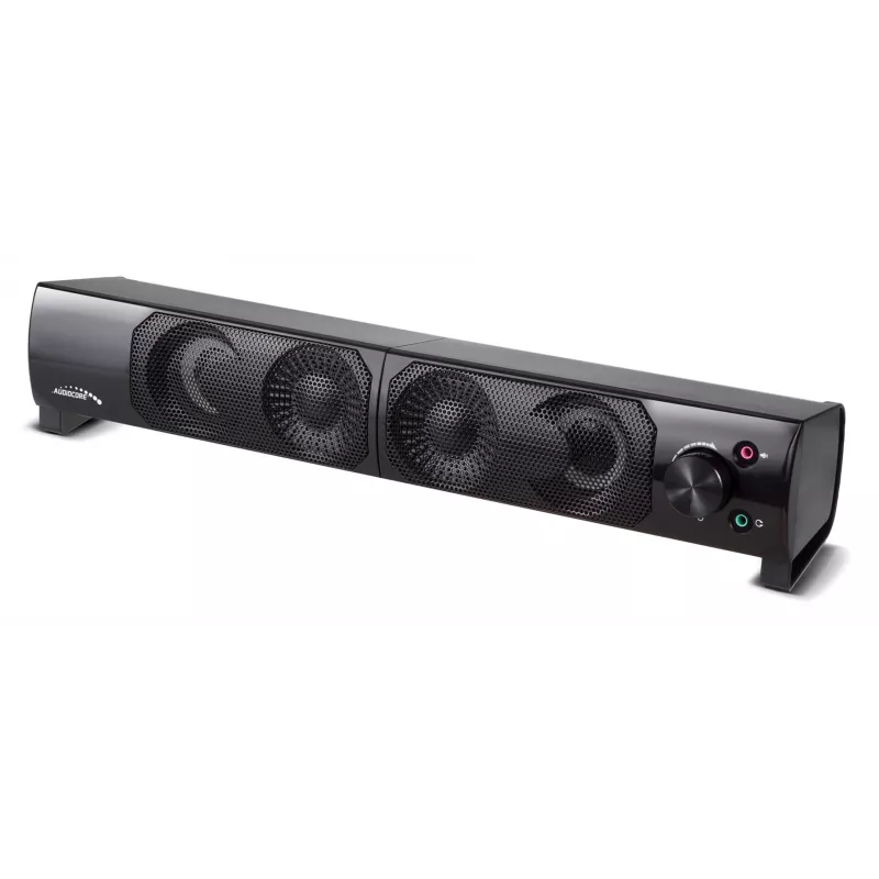 2-in-1 datora skaļruņu skaņas panelis ar RGB LED fona apgaismojumu, stereo, paredzēts spēlēm, USB, 2 x 3 W, AUX 3,5 mm
