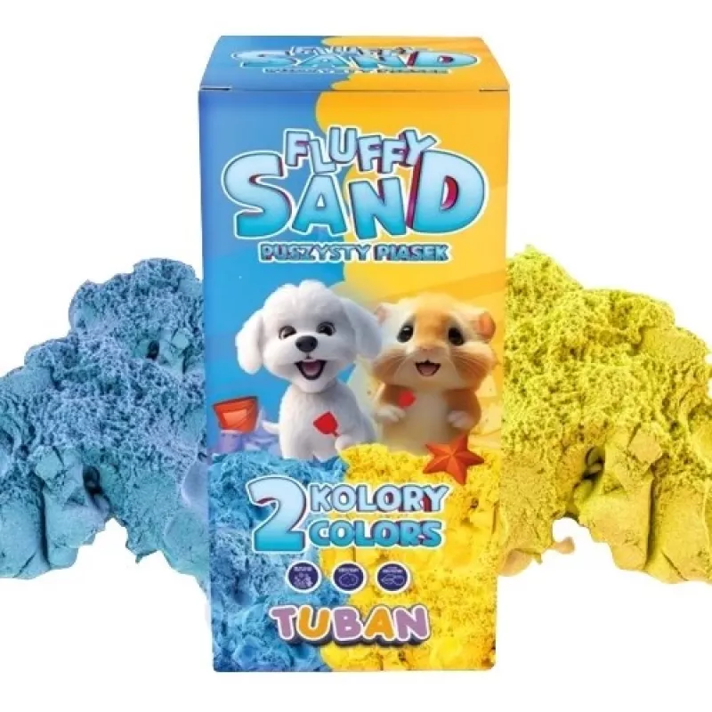 Bērnu radošais komplekts TUBAN Tuban SET FLUFFY SAND – zils un dzeltens, 2 × 70 g, vecumam 3+