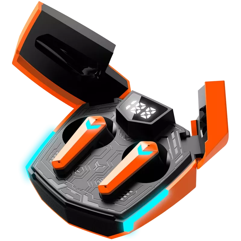 Canyon GTWS-2 Bezvadu austiņas ar auss āķi spēlēm USB Type-C Bluetooth uzlādes doks oranžs (CND-GTWS2O)