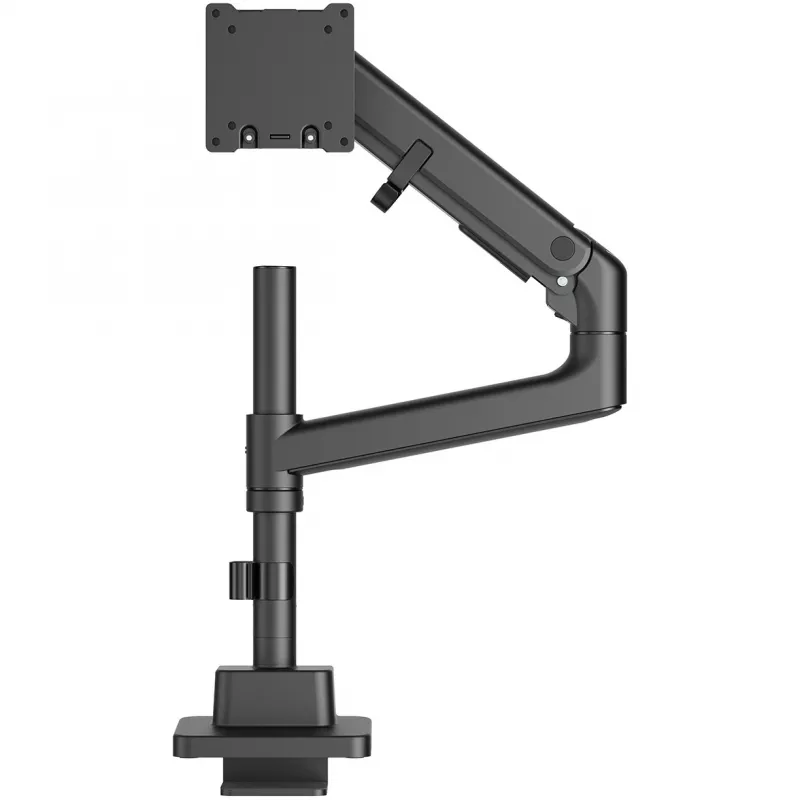 Monitora stiprinājums DIGITUS Single, skava, līdz 57 collām, 27 kg ietilpība, VESA 75x75–100x100, augstuma regulēšana, slīpums -75° līdz 75°, melns
