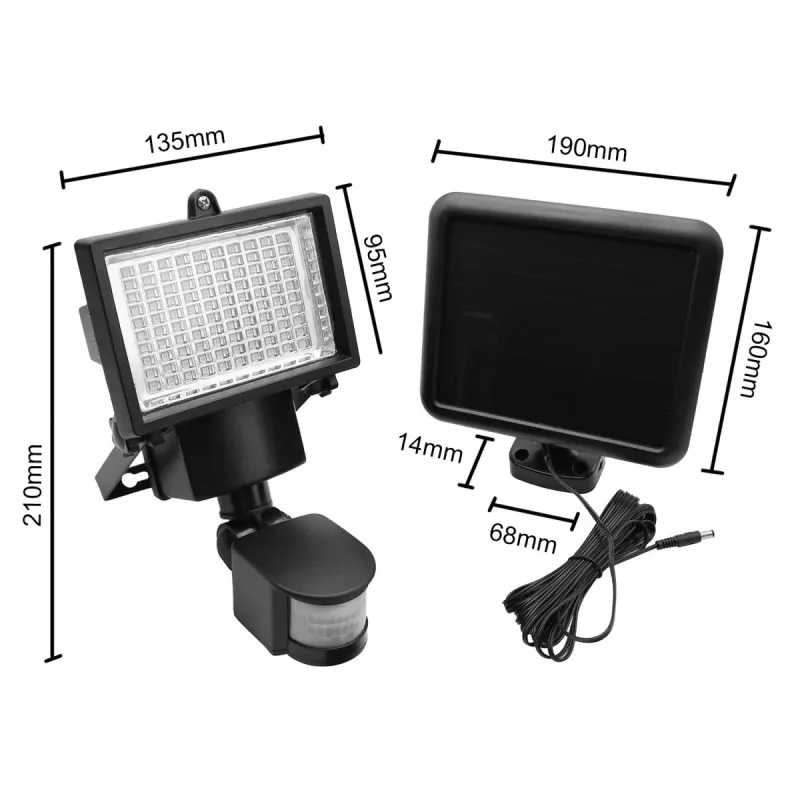 Maclean MCE442 saules lampa LED prožektors ar kustības sensoru, prožektors uzstādīšanai pie sienas, krēslas sensors, IP44, 6W, 6000K