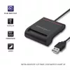 ID karšu lasītājs QOLTEC Smart chip ID card scanner — USB, melns, 84.5×65×16 mm, 63 g