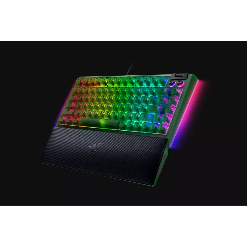 Mehāniskā spēļu tastatūra Razer MelnsWidow V4 75% — vadu savienojums, ASV izkārtojums, Phantom zaļa Edition, Razer mehāniskie taktilie slēdži