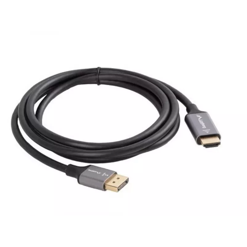 Lanberg CA-DPHD-20CU-0018-BK video kabeļa adapteris 1.8 m DisplayPort HDMI A tipa (standarta) Melns, Sudrabs