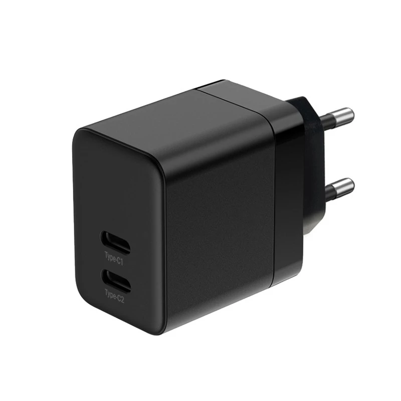Crong sienas lādētājs Ultra Compact GaN 35W PD 3.0 2x USB-C (melns)