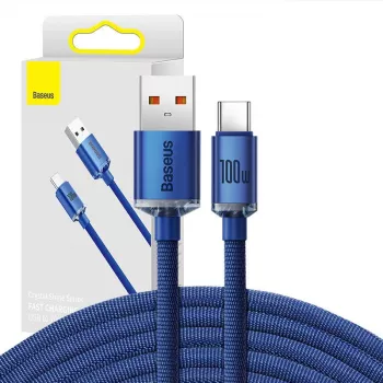 Baseus Crystal Shine kabelis USB uz USB-C, 100W, 2m (zils)