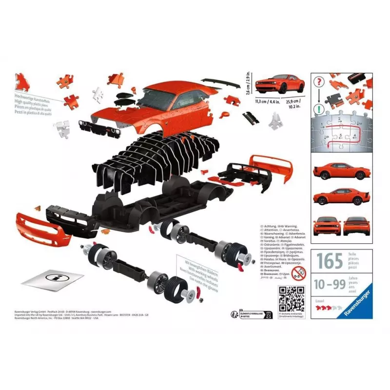 3D Puzzle Ravensburger Dodge Challenger R/T Scat Pack Widebody 108 gab.
