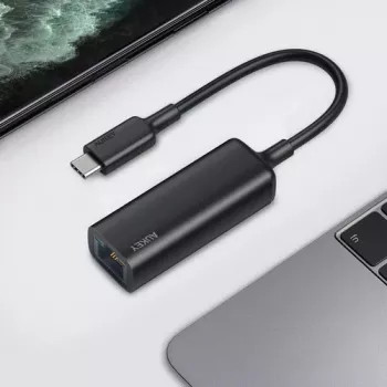 Ethernet adapteris Aukey CB-A30 USB‑C uz Gigabit RJ45 10/100/1000 Mbps, USB 3.0, alumīnija, LED indikatori