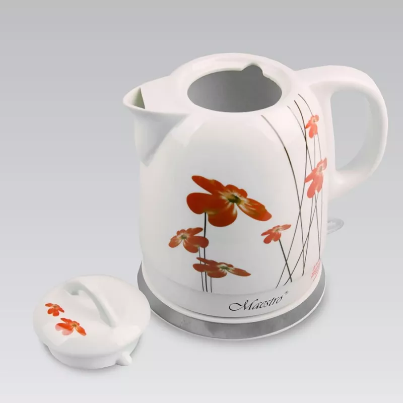 Feel-Maestro MR-066-RED FLOWERS elektriskā tējkanna 1,5 L 1200 W sarkana, balta