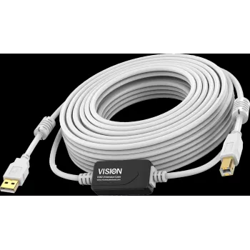 Vision baltais USB 2.0 kabelis 10 m USB A uz USB B 0,48 Gbit/s