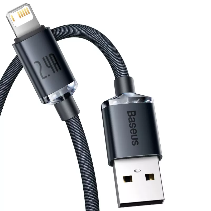 Baseus Crystal Shine kabelis USB uz Lightning, 2,4A, 2m (melns)