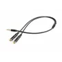 Audio adapteris Gembird CCA-417M 2×3,5 mm vīrišķais uz 3,5 mm sievišķo, 0,2 m, melns
