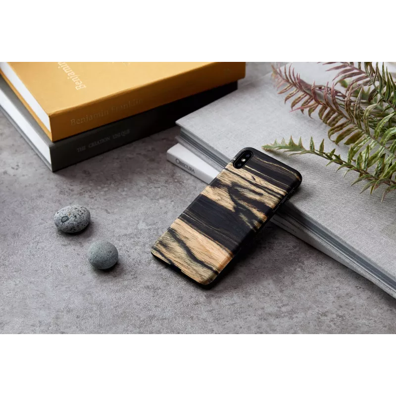 Telefona maciņš man and wood iPhone XS Max — baltais melnkoks