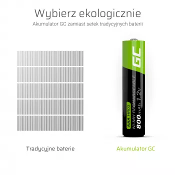 Uzlādējamā baterija zaļa Cell GR04 AAA NiMH 1,2 V 800 mAh 4 gab.