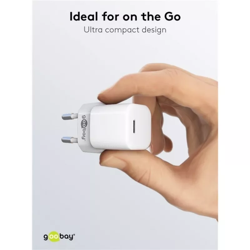 Goobay Universāls melns AC ātrās uzlādes iekštelpu lādētājs 65403 USB Type-C 110-240V