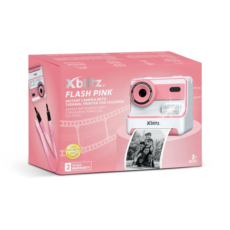 Xblitz FLASH PINK momentuzņēmumu kamera ar termoprinteri bērniem