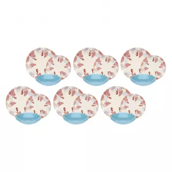 Galda servīze Rose&Tulipani R18400TA18 6 personām, 18-daļīgs porcelāna komplekts