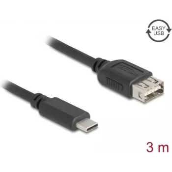 USB 2.0 kabelis DELOCK 81538 — USB‑C uz USB‑A, 3 m, melns