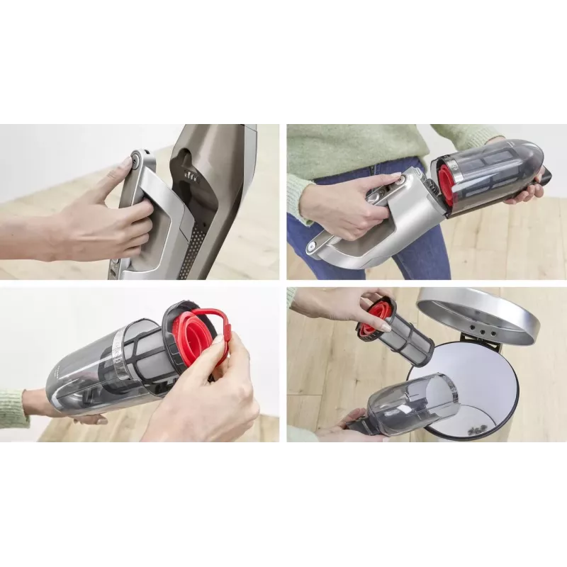 Bosch BBH3ALL23 stieņa putekļsūcējs/elektriskā slota 2-in-1 stieņa putekļsūcējs Ar bateriju Sausā tīrīšana Bez maisiņa 0,4 l Šampanietis, Metālisks