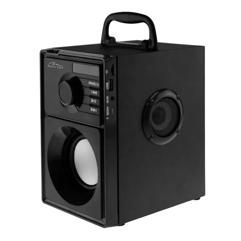 Bezvadu skaļrunis MEDIA-TECH MT3179, 20W (RMS 15W), Bluetooth 5.1, FM, MicroSD, USB, AUX, Li-Ion, 6 h, koka korpuss
