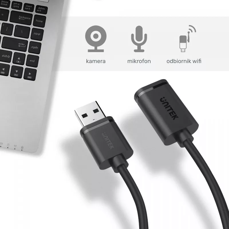 USB kabelis UNITEK Y-C447GBK 0,5 m USB 2.0 melns