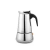 Moka katls Maestro MR-1660 0.2 L nerūsējošā tērauda plīts kafijas automāts, 4 tases, melns rokturis