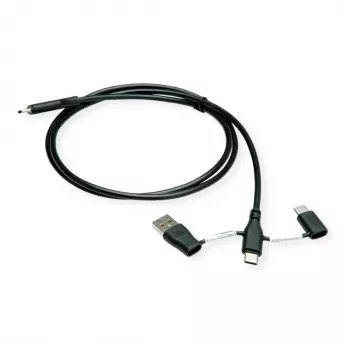 ROLINE USB 2.0 kabelis C tipa ST/ST ar datu bloķēšanas adapteriem A un C — kabelis — digitālais/datu