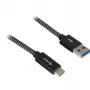 USB 3.2 Gen 2 kabelis, USB-A spraudnis > USB-C spraudnis (melns/pelēks, 0,5 metri, apvalkots)