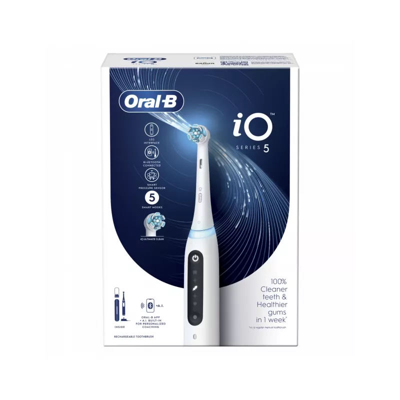 Oral B IO5 elektriskā zobu birste ar somiņu Quite balta 1 gab.