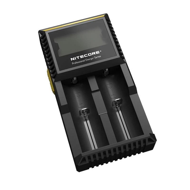 Bateriju lādētājs Nitecore D2 — 2 slotu lādētājs AA/AAA/AAAA/C baterijām, 100–240 V ieeja, 4,2 V izeja, melns