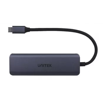 UNITEK uHUB Q4 USB centrmezgls Type-C 5000 Mbit/s pelēks