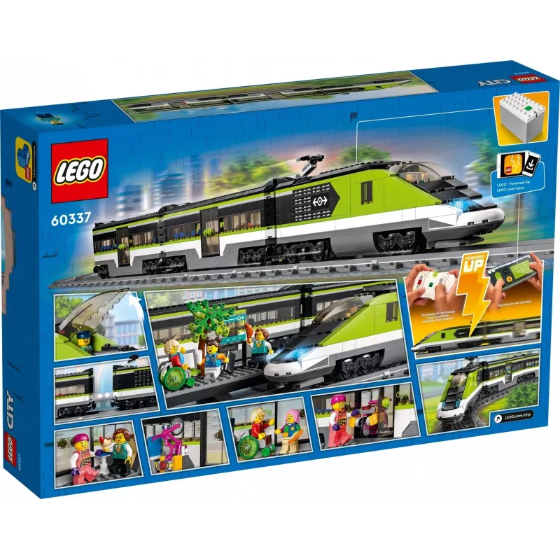 LEGO 60337 City Express pasažieru vilciena komplekts ar tālvadību, rotaļlietu dāvanas bērniem, zēniem un meitenēm ar strādājošiem priekšējiem lukturiem, 2 vagoniem un 24 sliežu ceļa gabaliem