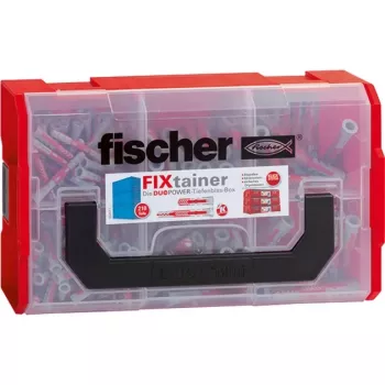 Fischer FIXtainer -DUOPOWER short / long - dībelis - gaiši pelēks / sarkans - 210 gab.