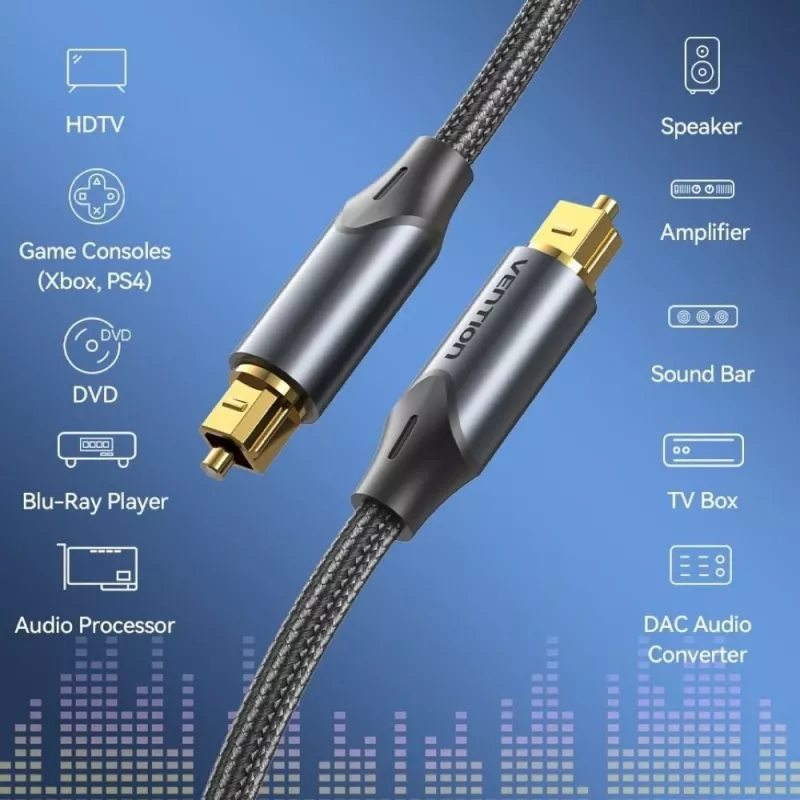 Vention optiskais audio kabelis, pīts, 5 m