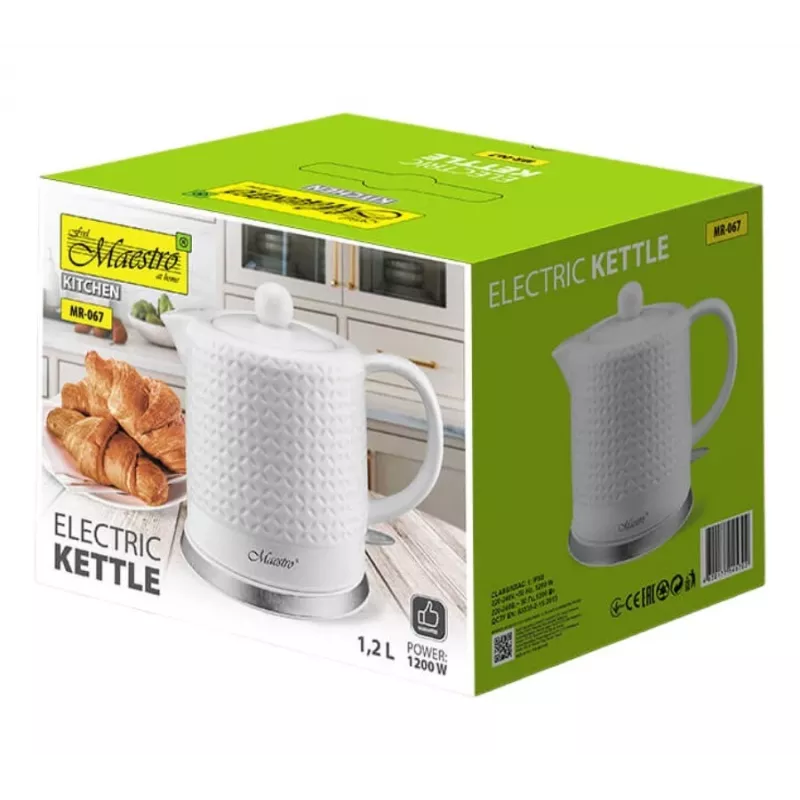Feel-Maestro MR067 elektriskā tējkanna 1.2 L 1200 W Balta