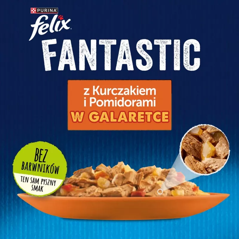 Felix Fanstastic Chicken, Tomāts - mitrā kaķu barība - 85 g