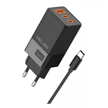 Beline ad. Siec. 2x USB-C 1x USB 65W Kabelis USB-C Melns/Melns PD 3.0