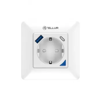 Viedais WiFi sienas kontaktligzdas spraudnis Tellur TLL331531 — 3600W 16A, Wi‑Fi tālvadība