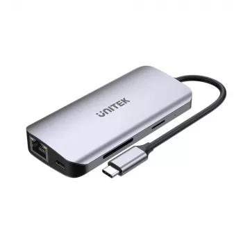 USB-C centrmezgls Unitek D1122A01 ar 2x HDMI 4K un 100 W jaudas piegādi