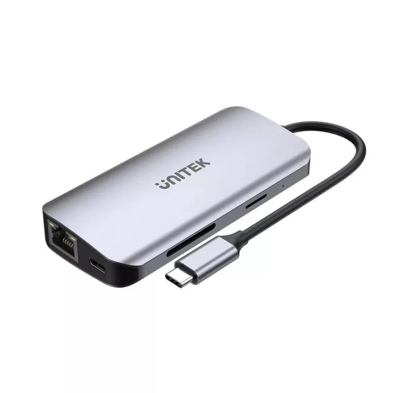 USB-C centrmezgls Unitek D1122A01 ar 2x HDMI 4K un 100 W jaudas piegādi
