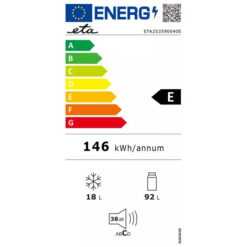 ETA | Ledusskapis | ETA253590040E Storio retro | Energoefektivitātes klase E | Brīvi stāvošs | Pārtikas ledusskapis | Augstums 90 cm | Ledusskapja neto tilpums 92 l | Saldētavas neto tilpums 18 l | 38 dB |