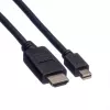 ROLINE - Video-/Audio kabelis - DisplayPort / HDMI - 32 AWG - Mini DisplayPort (vīr.) - HDMI, 19-pin (vīr.) - 3 m - Ekranēts - Melns (11.04.5792)
